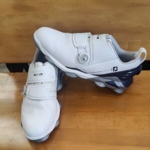 Footjoy Tour Alpha Dual Boa Blue An White Size 9.5 Golf Shoes